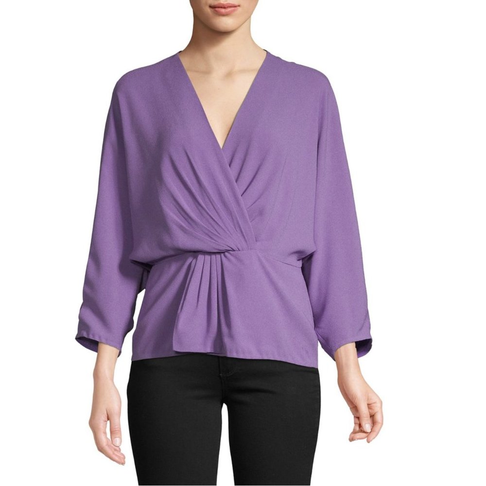 Diane Von Furstenberg Purple Crepe Wrap Blouse